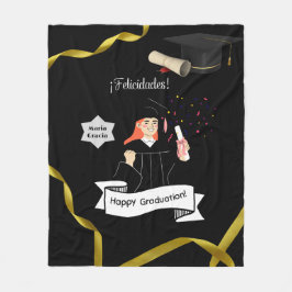 Manta forro polar graduacion nombre personalizado