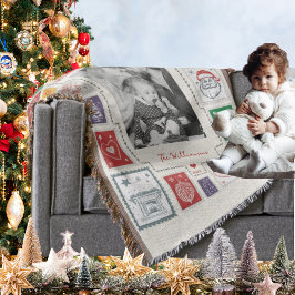 Manta Foto caprichosa de Navidades de sello retro Ilustr