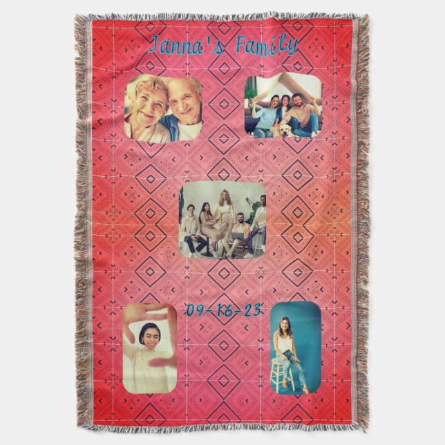 Manta Foto del patrón de diamantes rojo retro suave (Frente vertical)