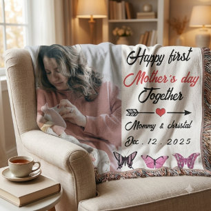Manta Foto personalizada del primer día de la madre junt