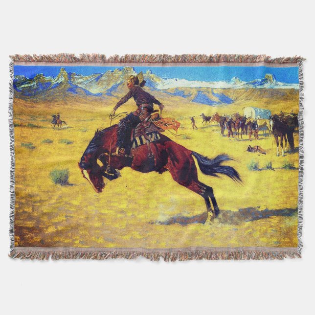 Manta Frederic Remington Una mañana fría en la pradera (Anverso)