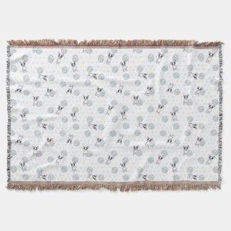 Manta Frenchie and Daisies Throw Blanket