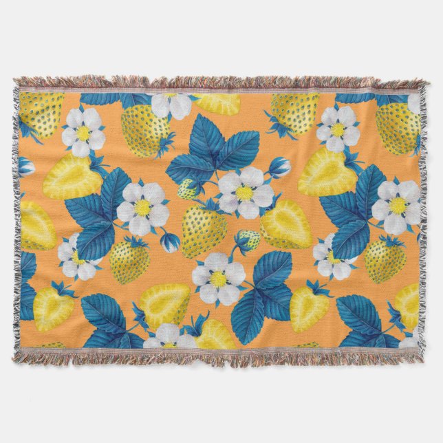 Manta Fresas amarillas en naranja (Anverso)