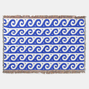 Manta Fret griego, patrón de onda mediterránea, azul