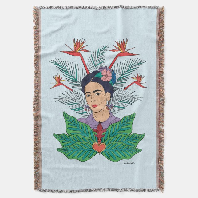 Manta Frida Kahlo | Aves de Paraíso Floral Gráfico (Frente vertical)