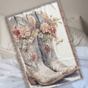Manta Fringe occidental lanza globo lechera boots floral
