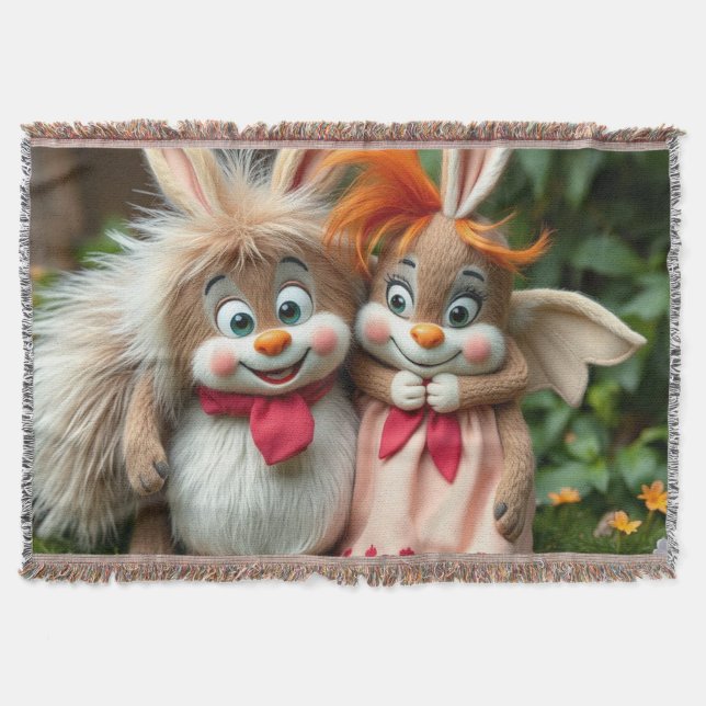 Manta „Fröhliche Hasenfreunde im Frühlingsgarten“ (Anverso)