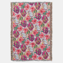 Manta Fruta de Dragón Floral Tropical Moderna Palma Verd