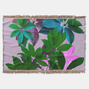 Manta Funda de empuje del patrón de hojas verdes rosadas