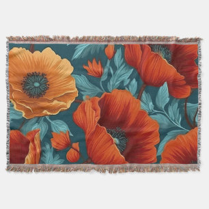 Manta Funda de empuje floral vintage - Flor de amapola n