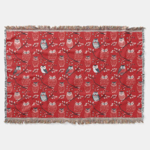 Manta Funda de lanzamiento del patrón de búho rojo