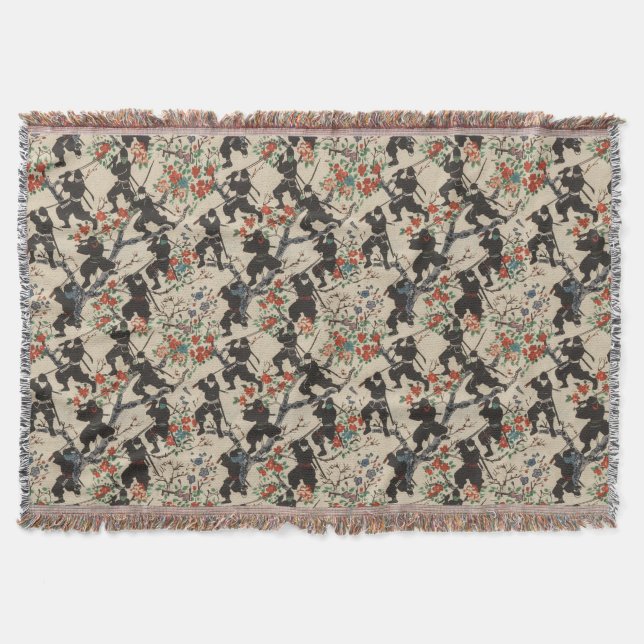 Manta Funda de lanzamiento del patrón Ninja de Chiyogami (Anverso)