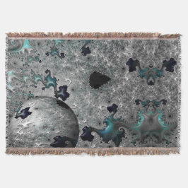 Manta Funda de trazo de mandelbrot turquesa y plateado