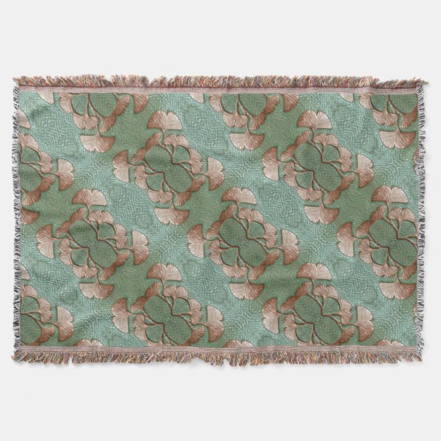 Manta Funda Gingko Throw con franja (Anverso)