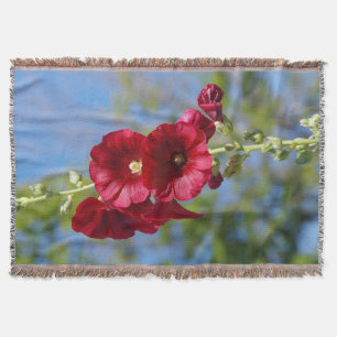 Manta Funda tejida de hollyhocks