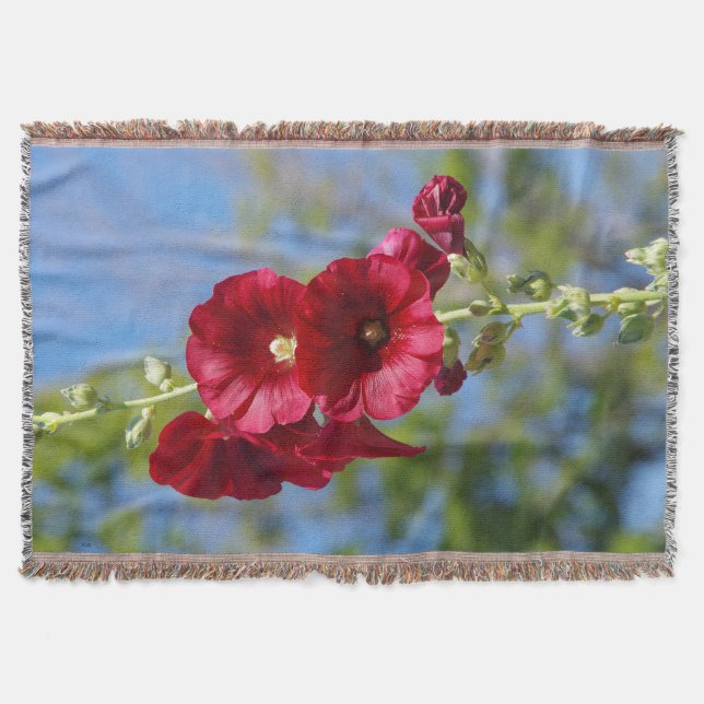 Manta Funda tejida de hollyhocks (Anverso)