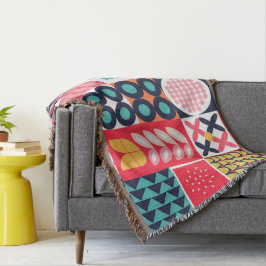 Manta Funky geométrico colorido a mediados del siglo