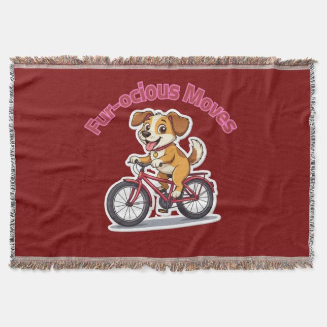 Manta **Funny Cycling Dog – Cute Dog Riding a Bicycle Il (Anverso)