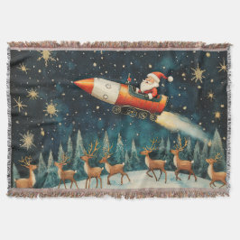 Manta Funny Navidades de Santa Retro Eve Throw Blanket