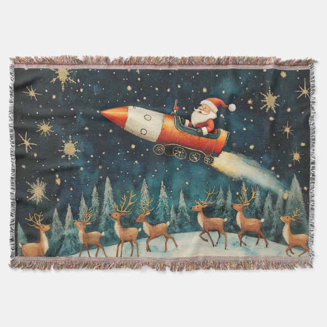 Manta Funny Navidades de Santa Retro Eve Throw Blanket (Anverso)