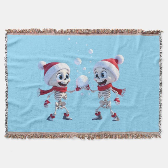 Manta Funny Santa Skeletons Having a Snowball Fight  (Anverso)