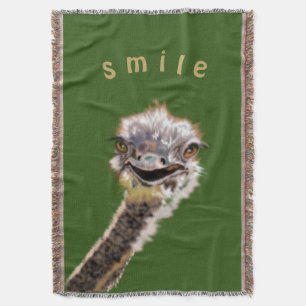 Manta Funny Throw Blanket Happy Ostrich Smile