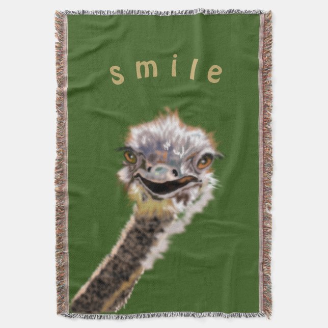 Manta Funny Throw Blanket Happy Ostrich Smile (Frente vertical)