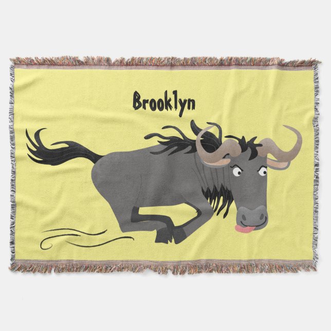 Manta Funny Wildebeest corriendo ilustracion personaliza (Anverso)