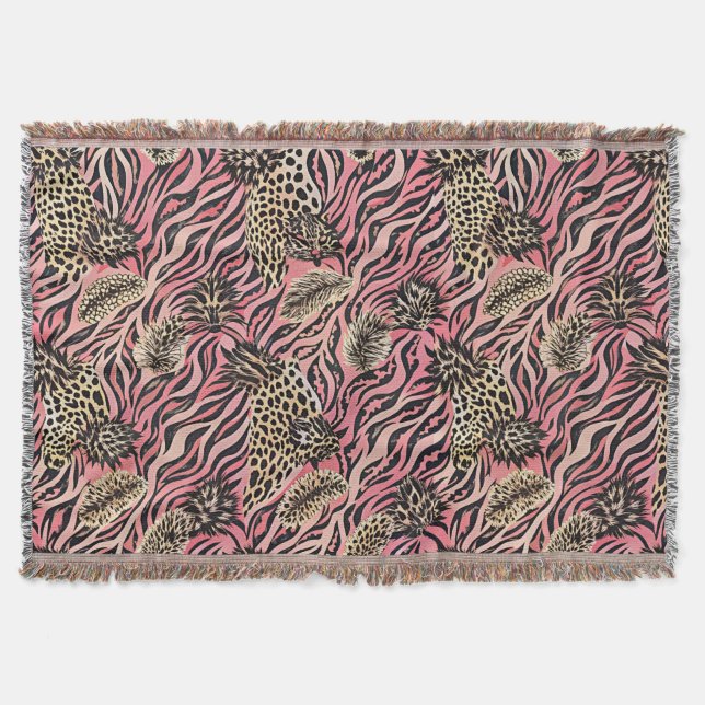 Manta Fusión de estampado animal rosa - Patrón continuo (Anverso)