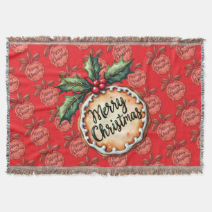 Manta Galleta de Navidad con bayas de acebo rojas