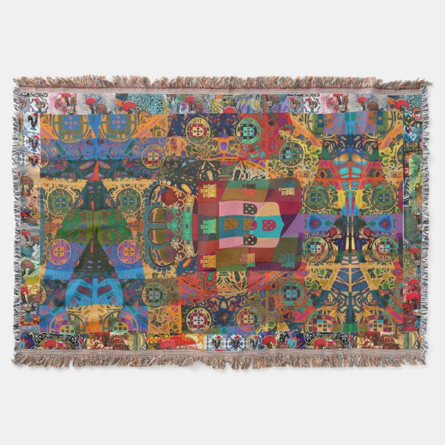 Manta Galo de Barcelos, Portugal Throw Blanket (Anverso)