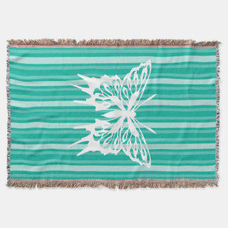 Manta Gancho victoriano Aqua con mariposa