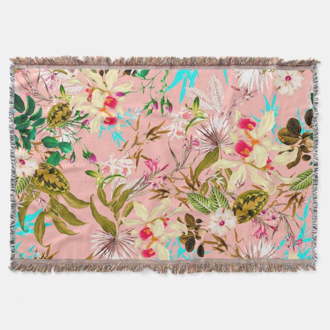 Manta Gardenia | Patrón de naturaleza botánica vintage  (Anverso)