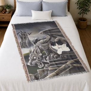 Manta Gargola Gótica Gato Fantasía Oscura Castillo