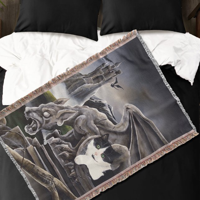 Manta Gargoyle de gato blanco negro (Subido por el creador)