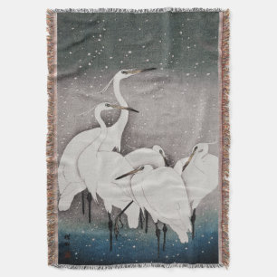 Manta Garzas Koson en la Nieve: Japón Vintage