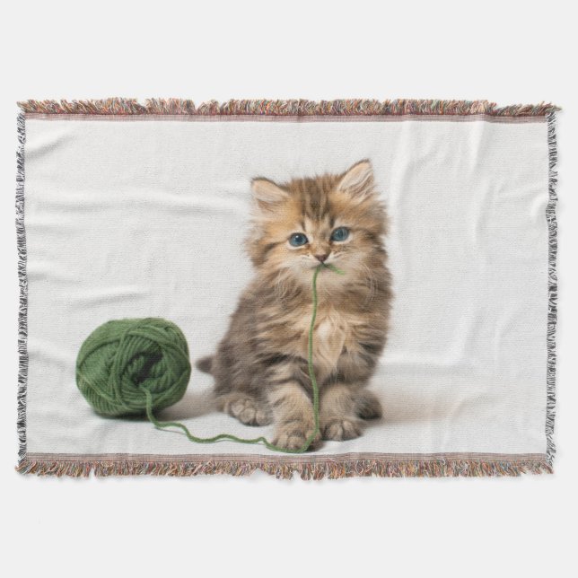 Manta Gatito con hilado verde (Anverso)