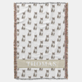 Manta Gato atigrado personalizado (gris) marrón y blanco