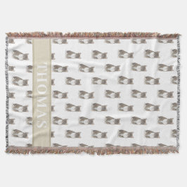 Manta Gato Atigrado Personalizado (Gris) Marrón y Blanco