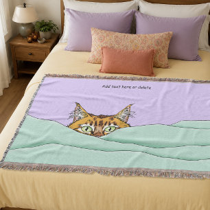 Manta Gato atisbo curioso de jengibre divertido lavanda 