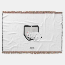 Manta Gato blanco durmiendo en una funda para portátil