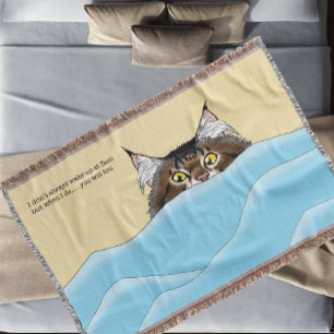 Manta Gato de Tabby Peeking Blue Funny