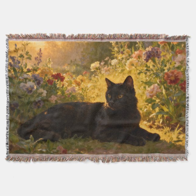 Manta Gato Negro en las Flores I (Anverso)