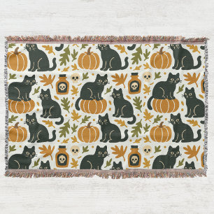 Manta Gato Negro y Calabaza Tejidos