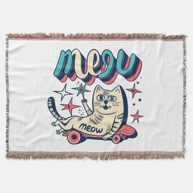 Manta Gato Patinando Miau (Anverso)