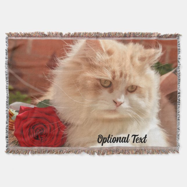 Manta Gato persa con una rosa roja (Anverso)