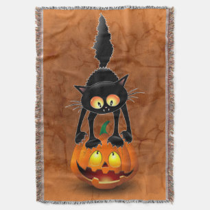 Manta Gato Personalizado asustado de Halloween en calaba