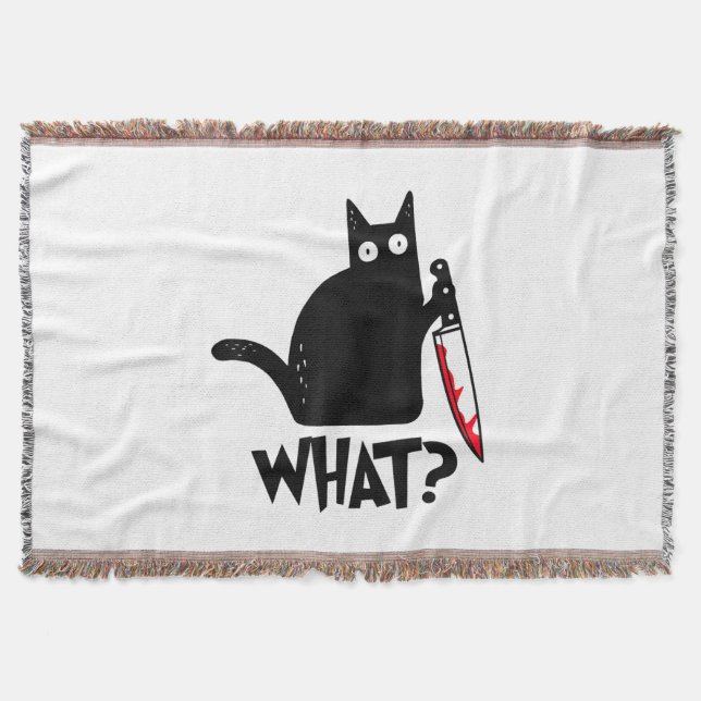 Manta Gato Qué_ Gracioso Gato Negro  (Anverso)