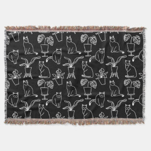 Manta Gatos blancos en negro