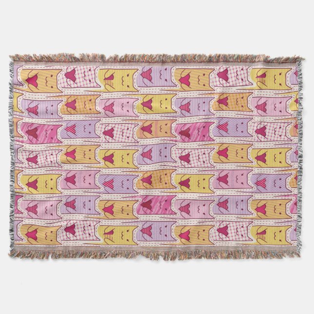 Manta Gatos lindos con los corazones cariñosos (Anverso)